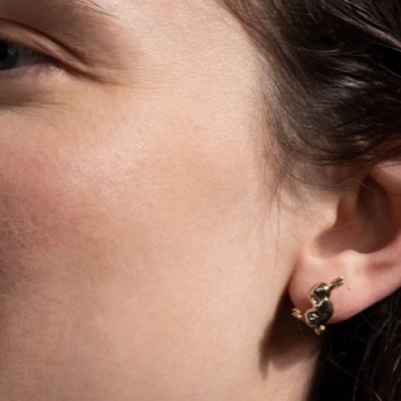 Alexis Bittar New Gold Hare Bunny Sculpted Woodland Animals Small Stud Earrings - Picture 7 of 16